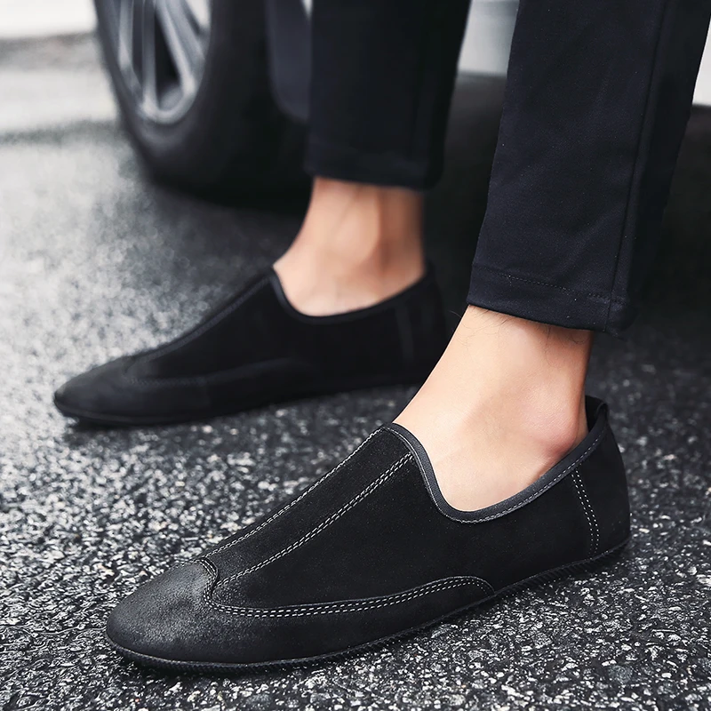 mens suede leather loafers shoes luxury brand italian male footwear shoes adult elegant slip on pointed toe oxford shoes for men (23)