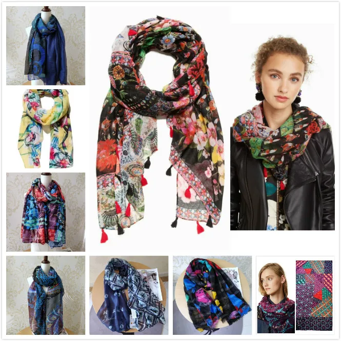 

2019 women autumn spring Spain Deg style boho designer long red geometric print scarf birthday gifts cape 1