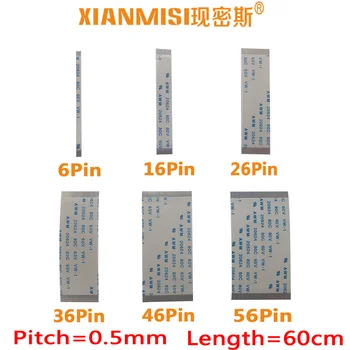 

FFC FPC Flat Flex Extension Cable 6Pin 16Pin 26Pin 36Pin 46Pin 56Pin Same Side 0.5mm Pitch AWM 20624 60V Length 60cm 5PCS