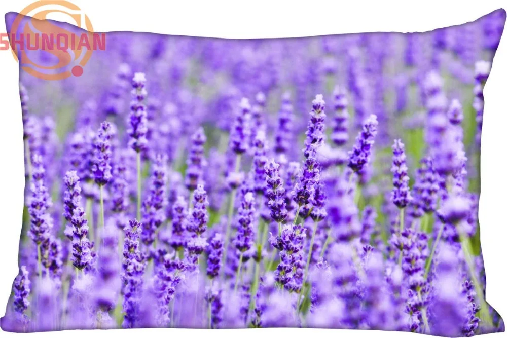 

New Custom Lavender Flower Pillowcase Zippered Rectangle Pillow Cover Cases Size 45X35cm,40x60cm,45X75cm,50X75cm(Two sides)