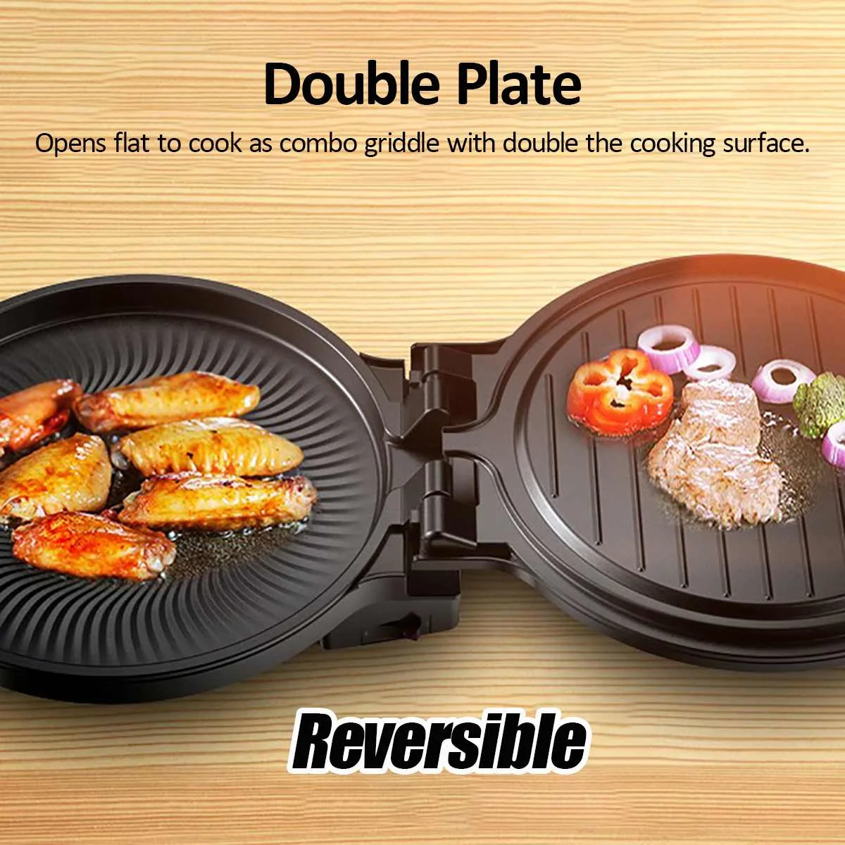  1200W Electric Griddle Pizza Maker Table Top Grill Barbecue Nonstick Grilled Meat Pan Electric Gril - 33045672088