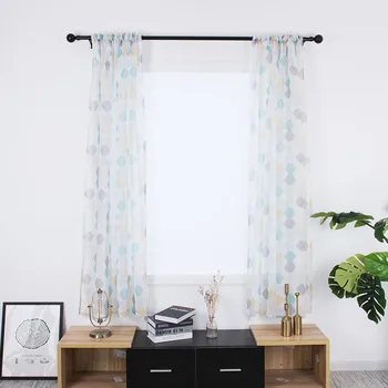 

ISHOWTIENDA Leaves Curtain Tulle Window Treatment bedroom Living Room Voile Drape Valance sheer curtains 2 Panel Fabric