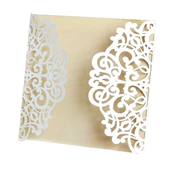 

laser cut customize classic luxury rose navy blue pearl elegent wedding card