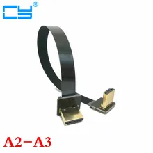 10cm-100cm FPV HDMI Type A Male & Female to Down & UP Angled 90 Degree HDTV FPC Flat Cable for Multicopter Aerial Photography