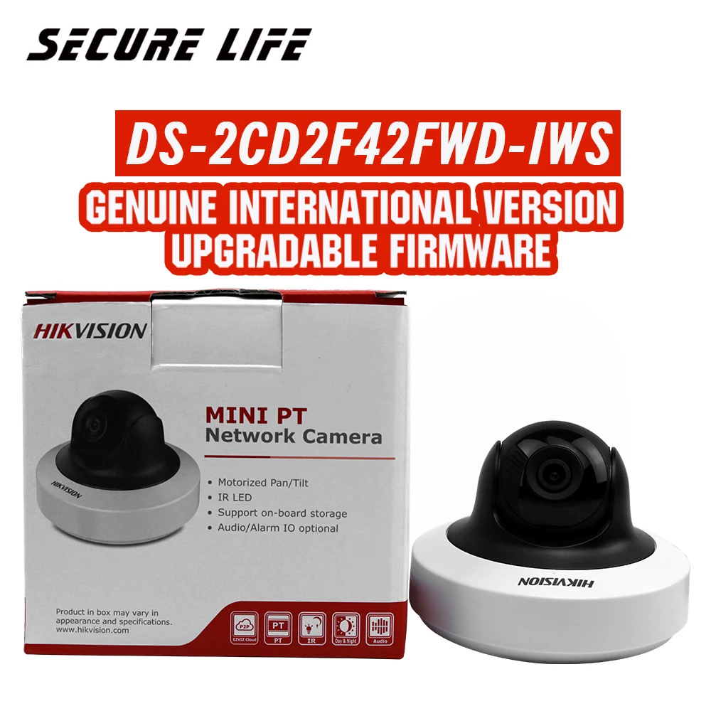 Английская версия DS-2CD2F42FWD-IWS 4MP WDR Мини PT Сеть cctv камера, мини wifi IP камера POE SD карта Запись, сигнализация