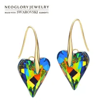 Neoglory, длинные висячие серьги с кристаллами, смешанные цвета, большая любовь, сердце, стиль, романтический праздник, украшенные кристаллами Swarovski