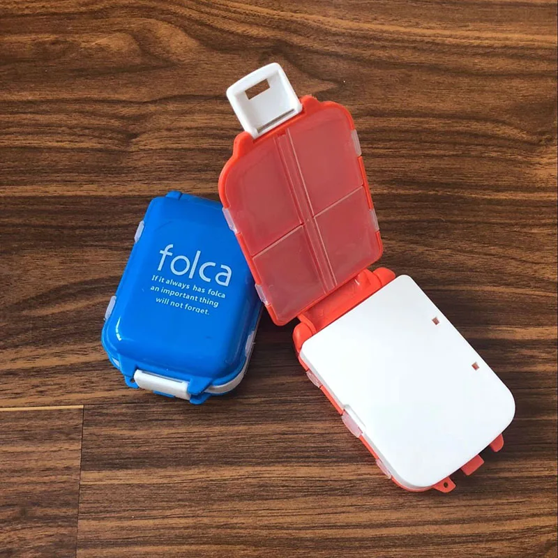 

Mini Pill Box CaseThree Layer Medicine Box OrganizerTravel Pastillero Pill Cutter Foldable Pack Splitter Portable 8 Compartment