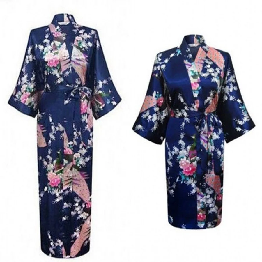 

Satin Robe Floral Bathrobe Short Kimono Robe Bath Robe Fashion Dressing Gown For Women Wedding Bridesmaid Robe Peacock Pajamas
