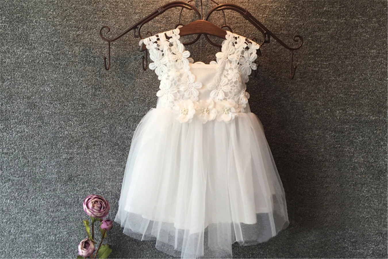 

New Infant Toddler Baby Girls Kids Clothes Party Lace Dress For Girl Tulle Flower Gown Sleeveless Fancy Dridesmaid Dress
