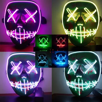 

Dropshipping EL Wire Mask Light Up Neon Skull LED Mask For Halloween Party 2018 Theme Cosplay Masks Ship From US