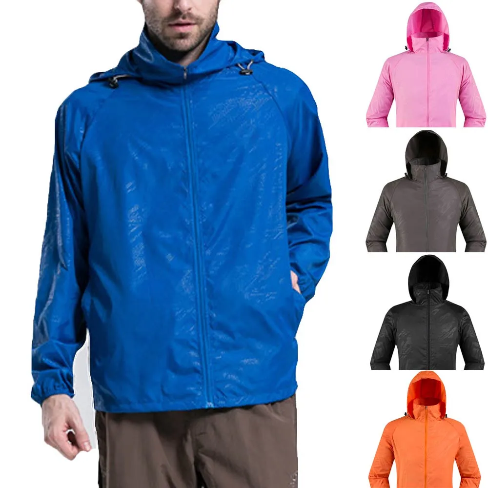 

Unisex Jackets ultra light rainproof Windbreaker Hooded Plus Size Padded Velvet Outdoor Sports Coat cortaviento mujer z0604