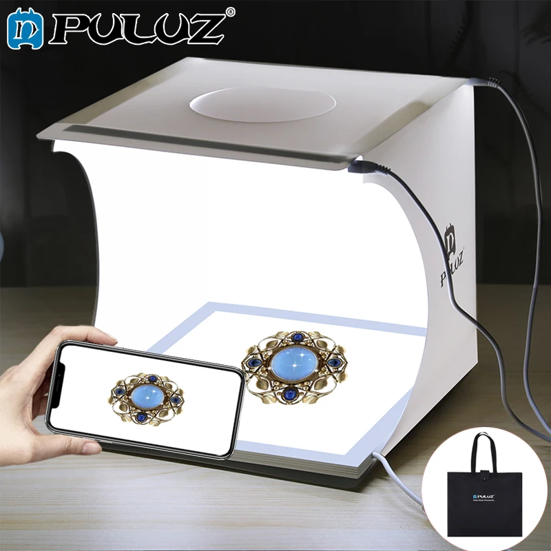 

PULUZ 20cm Mini Photo Box Studio Shadowless Light Lamp Panel Pad+Studio Shooting Tent White Light Box Tent Box Kit
