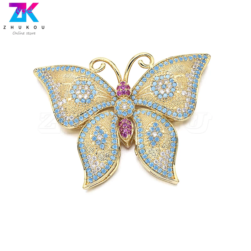 

46*34mm Lucky Butterfly Women Necklace Pendants Cubic Zirconia Connectors DIY Jewelry Findings Accessories, Model: VS276