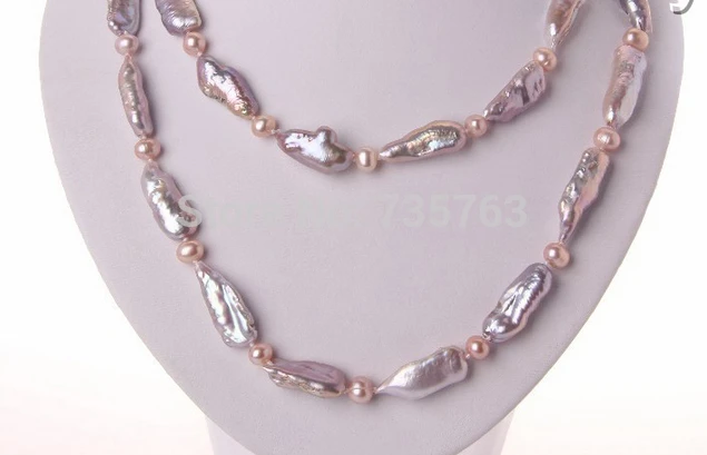 

HOT 0015181 long 40" big 30mm baroque purple freshwater cultured pearl necklace