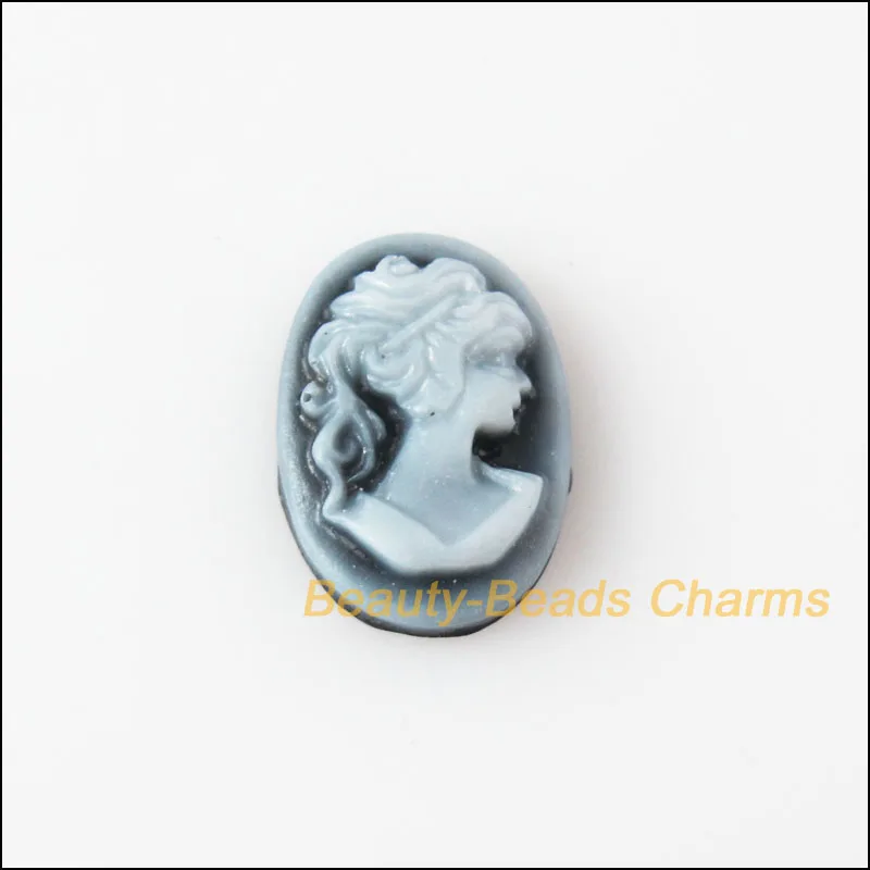 

20Pcs Oval Resin Black Beauty Girl design FlatBack 10x14mm