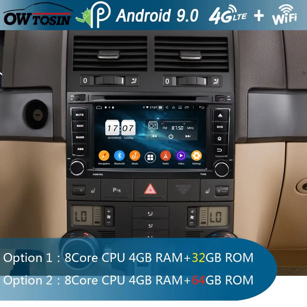

7"IPS 8Core 4G RAM+64G ROM Android 9.0 Car DVD Radio GPS For Volkswagen VW Touareg Multivan Transporter T5 DSP CarPlay Parrot BT