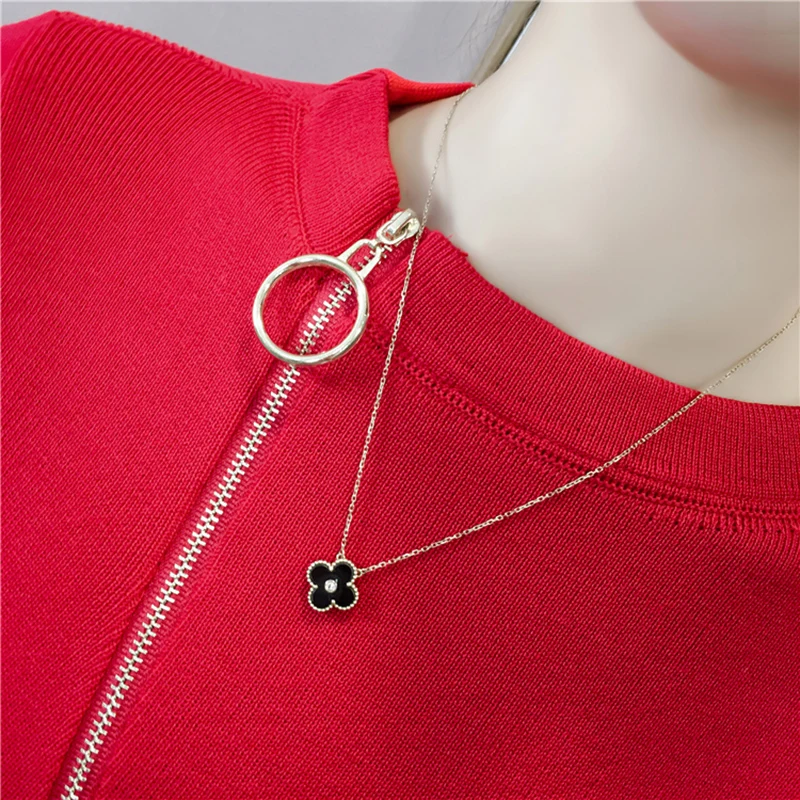 New Slim Zipper Dew Navel Sweater Women Solid Color Knitted Top Female Sexy Hight 2018 Autumn Winter Long Sleeve Bottoming Tops