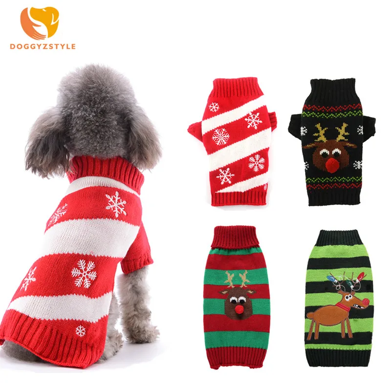 

DOGGYZSTYLE Dog Sweater Christmas Clothes Winter Reindeer Hoodies Small Medium Xmas Pet Puppy Jumper Clothing XXS-M