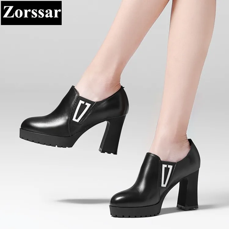 

Womens shoes Round Toe platform High heels pumps women ankle boots 2017 NEW fashion Metal decoration Genuine leather woman heels