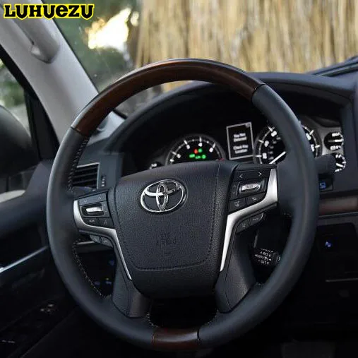 Luhuezu алюминиевый сплав Руль с деревянным для Toyota Land Cruiser 200 аксессуары