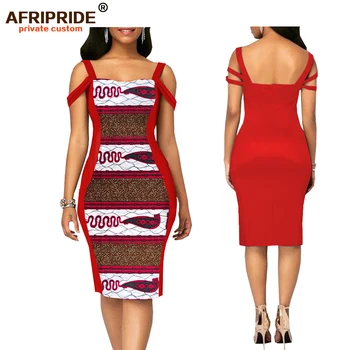 

2018 african print sexy women summer dress AFRIRPIDE tailor made knee length spaghetti strap pencil cotton party dress A1825078