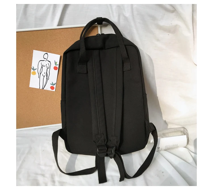 Menghuo Women Canvas Backpacks High Quality Cartoon Printed School Bag for Teenagers Girls Laptop Backpack Solid Travel Backpack_34-1_18