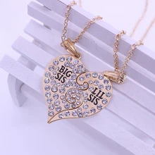 2019 2 Pcs/Set Crystal Letter \"Big Little Sister\" Necklace For Sisters Best Friends Forever Gold Silver Charm New Jewelry Gifts