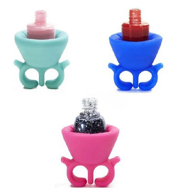 200pcs Neew Nail Polish Bottle Holder Flexible Multifunction 200pcs Neew Nail Polish Bottle Holder Flexible Multifunction Wearable Art Tips Varnish Silicone Stand
