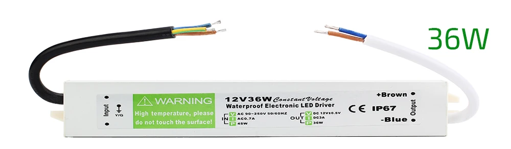 DC 12 V 36 W 3A Водонепроницаемый IP67 электронный светодиодный драйвер наружного использования питания светодиодный полосковый трансформатор адаптер переменного тока