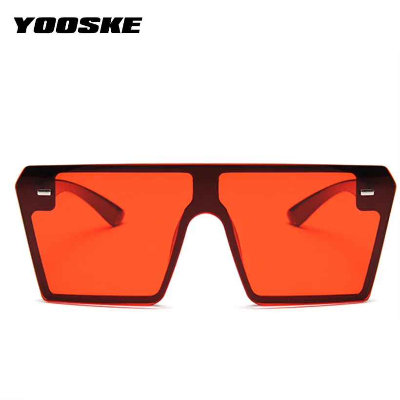 YOOSKE Brand Oversized Sunglasses Women Men Vintage Gradient Sun Glasses Shades Retro Big Frame Flat Top One Piece Eyewear