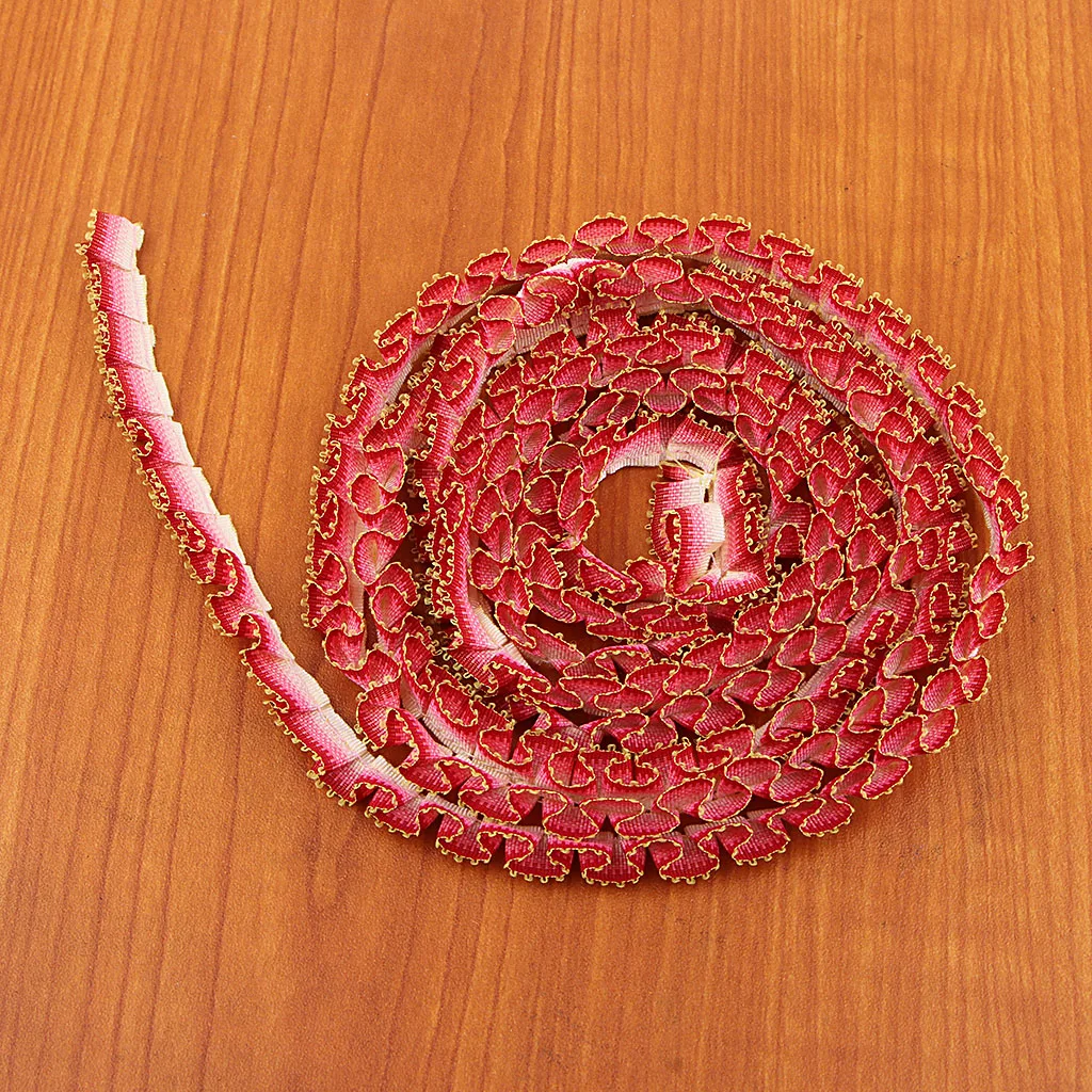 2 Yards Pleated Lace Ribbon 9mm for Sewing Craft Dress Garments Ornaments –Ripples Edge Webbing Strap Bag Hats Decoration DIY