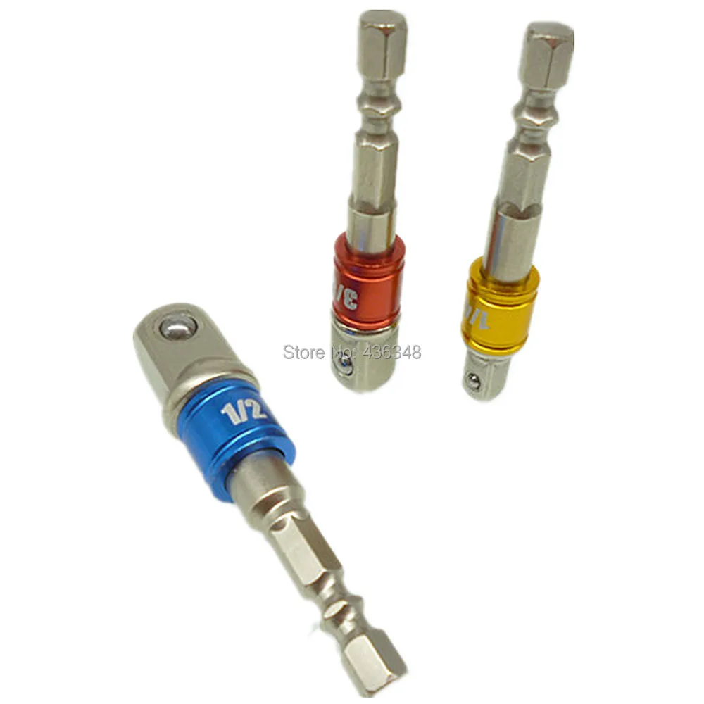 3x Socket Bit Adapter Adaptor Drill Nut Driver Power Extension Bar Set Impact Driver/drill 1/4" 3/8" 1/2" With Fixed Collar Ring |
