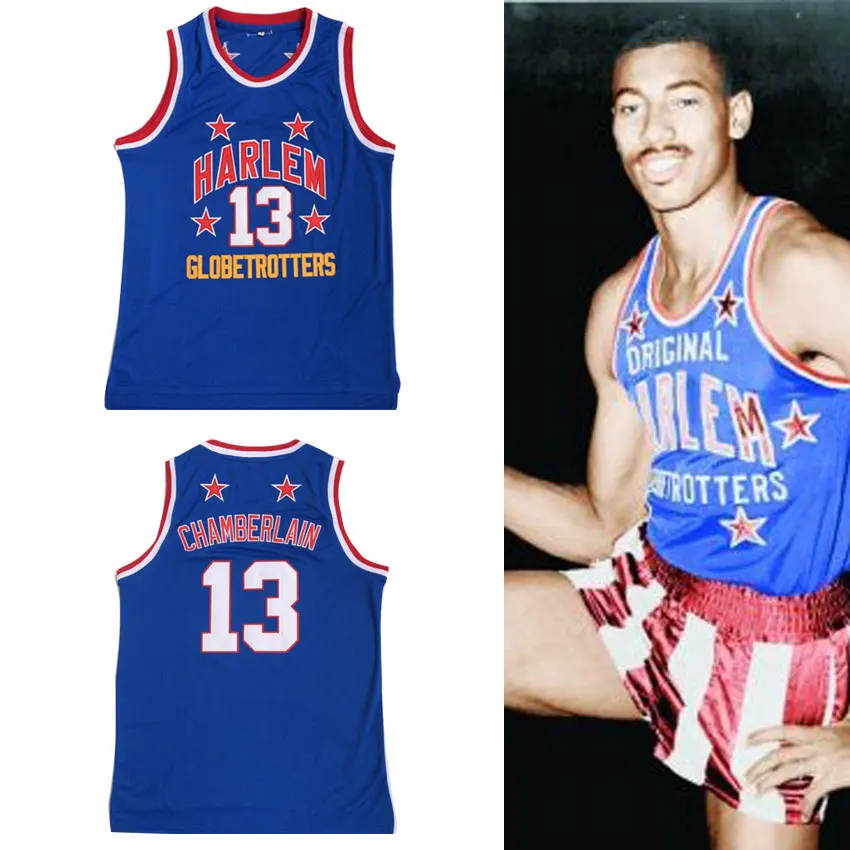 

Mens #13 Wilt Chamberlain Harlem Globetrotters Cheap Throwback Basketball Jersey Retro Jerseys Vintage Basket Embroidery Shirt