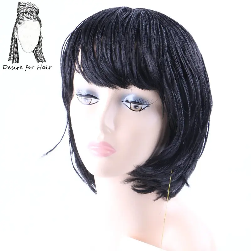 

Desire for hair 10inch short bob wigs heat resistant synthetic wig for women with mini braided box braids natural looking