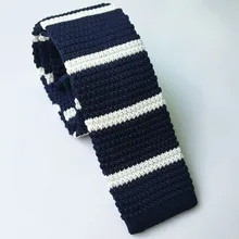 Полосатый темно-синий вязаный галстук для мужчин 5,5 см дизайн модный тонкий вязаный галстук Узкий Тонкий мужские галстуки свадебные