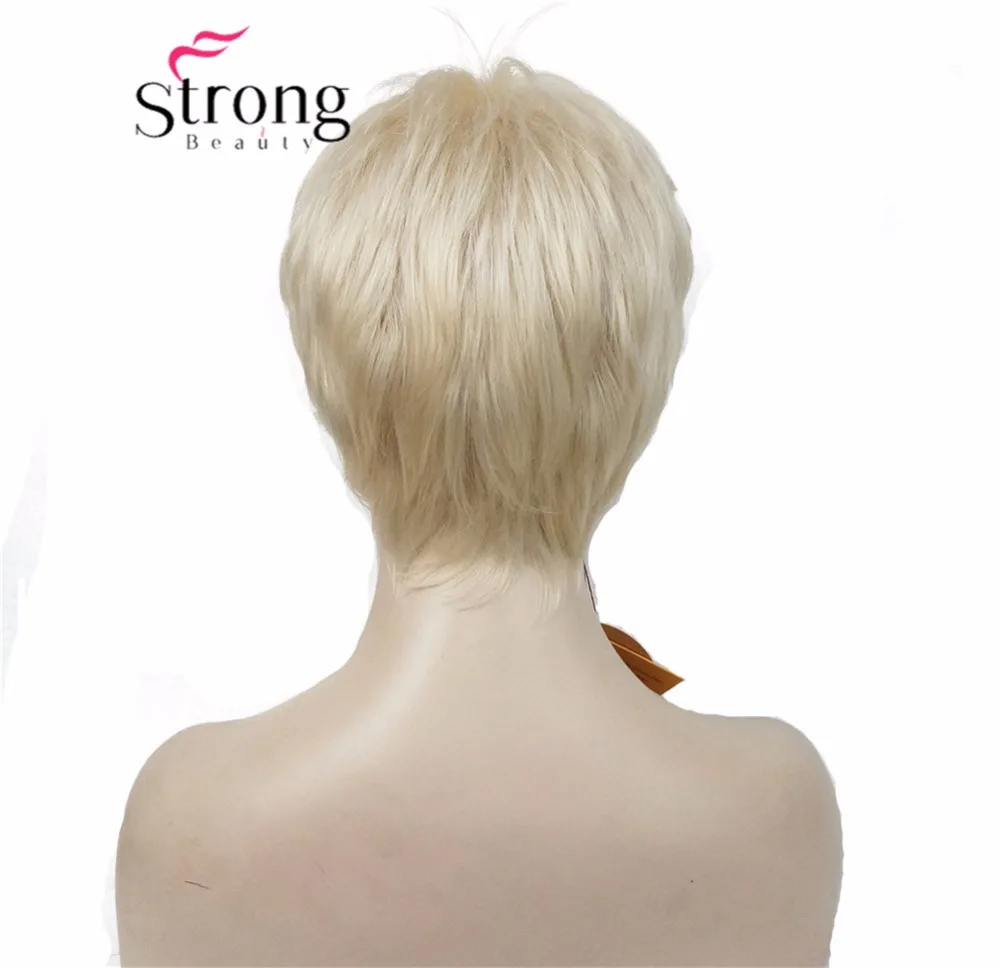 StrongBeauty супер короткий многослойный и колючий блондинка полный синтетический