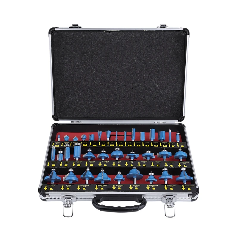 

35Pcs/Set 1/4In Handle Wood Router Bit Mill Engraving Trim Woodworking Milling Cutter Trimmer Adapter