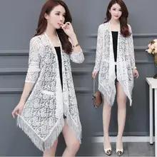 Летний кардиган, модное пальто, необычная шаль, модный сексуальный кружевной кардиган с бахромой, одежда для защиты от солнца, 192019