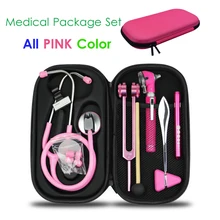 Caja de almacenamiento de Monitor médico para el hogar, de estetoscopio otoscopio, herramienta de sintonización de horquilla, martillo réflex, bolígrafo con luz LED, color rosa