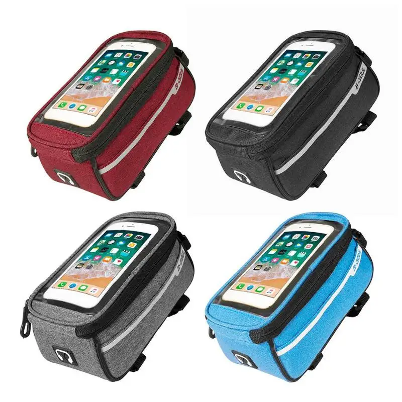 

Waterproof MTB Road Bike Front Tube Bag 6in Phone Touch Screen Saddle Bag Mountain Bicycle Front Tube Saddle Bag Cycling Pouch