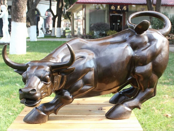 

Western Bronze Copper Fengshui Sculpture Wall Street Bull Cow Cattle OX Statue