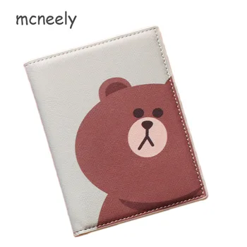 

hot boy's passport cover for traveling documents, Cartoon Brown Bear credit card holder for visiting cards passport holder