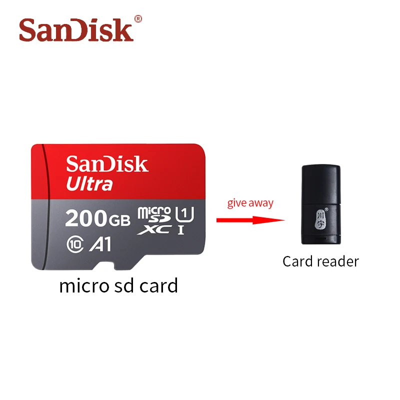 Двойной флеш-накопитель SanDisk Micro SD Card 64 Гб до 100 МБ/с. 16 Гб оперативной памяти, 32 Гб встроенной памяти, 128 ГБ 256 200 U1 Class 10 карта памяти microsd флэш-памяти TF карты