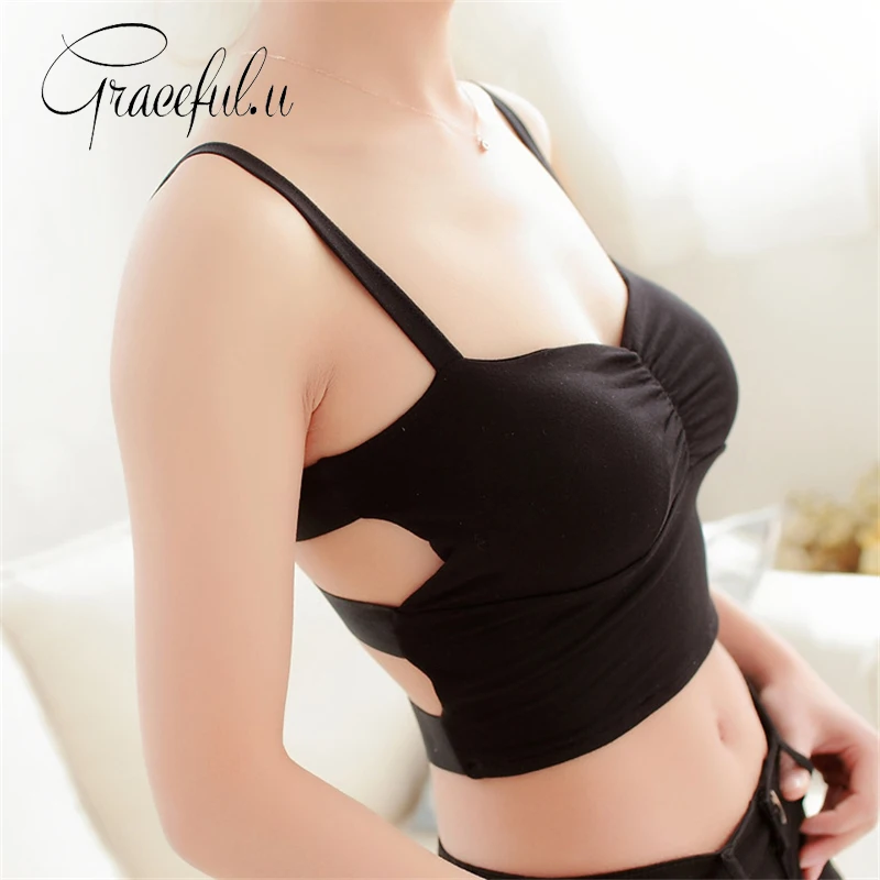 

Sexy Women Bandage Fitness Yoga Sports Bra Black Gym Running Padded Top Vest Breathable Underwear Shockproof Strappy Sports Bras