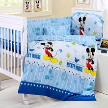 Промо-акция! Комплект детской одежды из 7 предметов с рисунком детская кроватка, комплект детской постельного белья(бампер+ пододеяльник+ матрас+ подушка