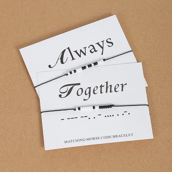 Always together G. YCX любовь навсегда код Морзе браслеты соответствующие пара Miyuki ювелирные изделия Регулируемая Веревка пользовательское имя браслет для женщин сестра - Окраска металла: Always together