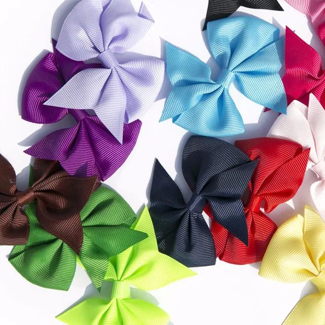 40pcs (20pair) 3.5″ boutique hair bows girls kids children alligator clip grosgrain ribbon headbands 20 colors