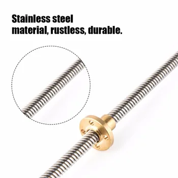 

T8 8mm Trapezoidal Stainless Steel Threaded Rod Lead Screw & Brass Nut for 3D Printer