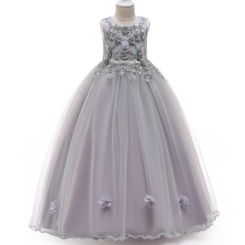 Детское вечернее платье высокого качества; элегантное платье для подиума для девочек; платье принцессы с цветочной вышивкой и аппликацией из бисера для девочек на свадьбу - Цвет: as picture