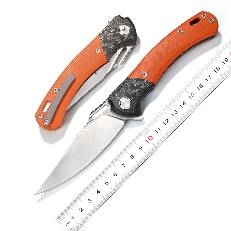 

DICORIA Red wolf fish ball bearing Flipper folding knife S90V blade G10 handle outdoor survival camping hunting knives EDC tools